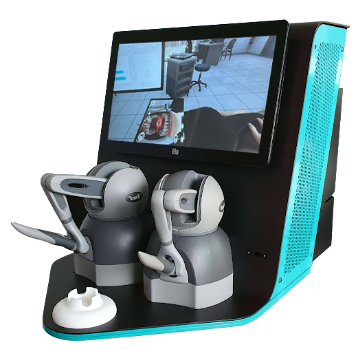 Virteasy Desktop with touchscreen and two haptic devices